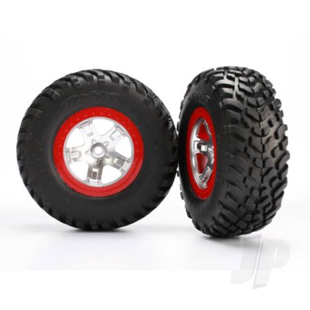 Traxxas Sct Satin Chrome, Red Bead. Tyres And Wheels (Pair) (TRX5873R)
