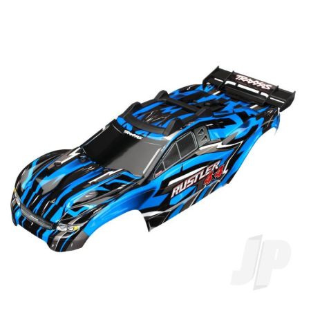 Traxxas Body, Rustler 4X4, Blue / Window, Grille, Lights Decal Sheet (Assembled With Front & Rear Body Mounts And Rear Body Support For Clipless Mounting) (TRX6718X)