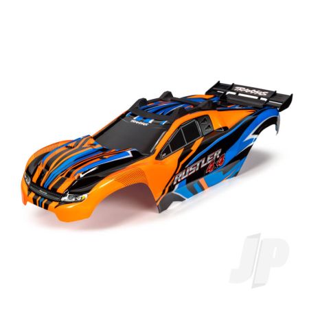 Traxxas Body, Rustler 4X4, Orange & Blue/ Window, Grille, Lights Decal Sheet (Assembled With Front & Rear Body Mounts And Rear Body Support For Clipless Mounting) (TRX6734T)