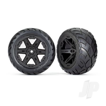 Traxxas Tyres & Wheels, Assembled, Glued (2.8') (Rxt Black Wheels, Anaconda Tyres, Foam Inserts) (2Wd Electric Rear) (2) (Tsm Rated) (TRX6768)