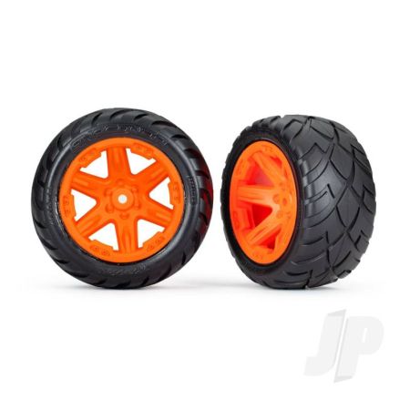 Traxxas Tyres & Wheels, Assembled, Glued (2.8') (Rxt Orange Wheels, Anaconda Tyres, Foam Inserts) (2Wd Electric Rear) (2) (Tsm Rated) (TRX6768A)