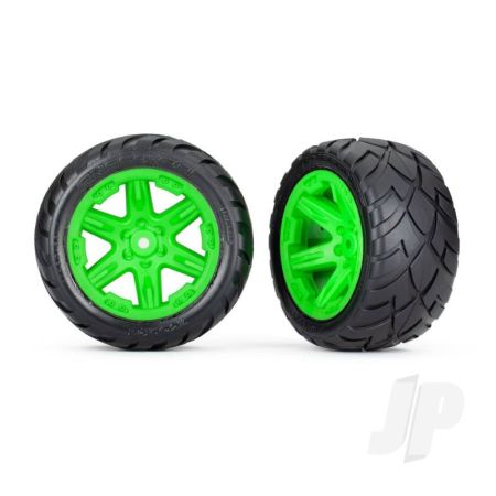 Traxxas Tyres & Wheels, Assembled, Glued (2.8') (Rxt Green Wheels, Anaconda Tyres, Foam Inserts) (2Wd Electric Rear) (2) (Tsm Rated) (TRX6768G)