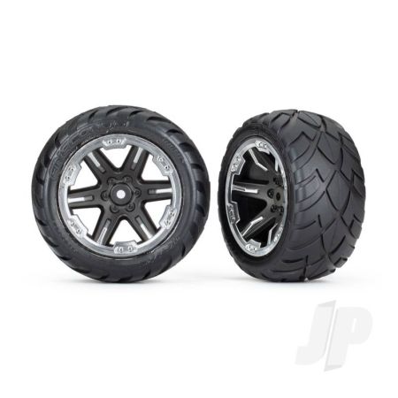 Traxxas Tyres & Wheels, Assembled, Glued (2.8') (Rxt Black & Chrome Wheels, Anaconda Tyres, Foam Inserts) (2Wd Electric Rear) (2) (Tsm Rated) (TRX6768X)