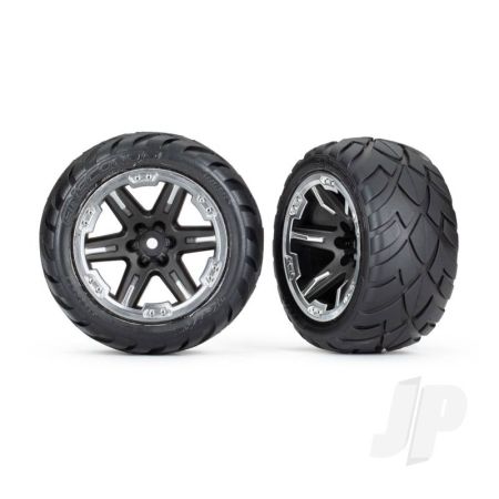 Traxxas Tyres & Wheels, Assembled, Glued (2.8') (Rxt Black & Chrome Wheels, Anaconda Tyres, Foam Inserts) (4Wd Electric Front/Rear, 2Wd Electric Front Only) (2) (Tsm Rated) (TRX6775X)
