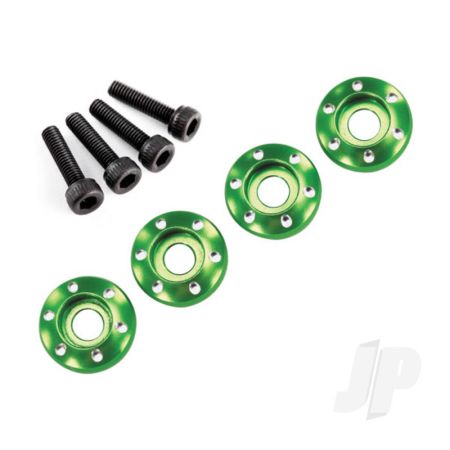 Traxxas Wheel Nut Washer, Machined Aluminium, Green / 3X12Mm Cs (4 Pcs) (TRX7668G)