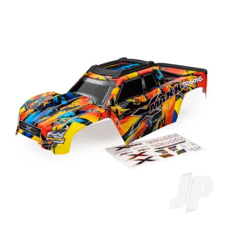 Traxxas Body, X-Maxx, Solar Flare (Painted, Decals Applied) (Assembled With Front & Rear Body Mounts, Roof Skid Plate, Rear Body Support, And Tailgate Protector) (TRX7811X)