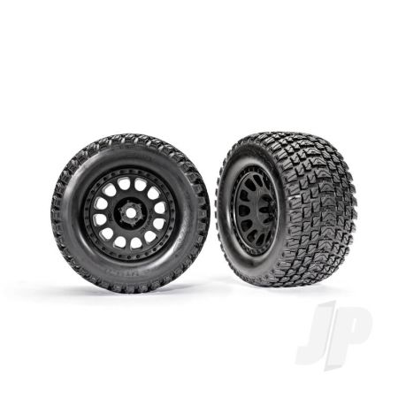 Traxxas Tyres & Wheels, Assembled, Glued (Xrt Race Black Wheels, Gravix Tyres, Foam Inserts) (Left & Right) (TRX7872)