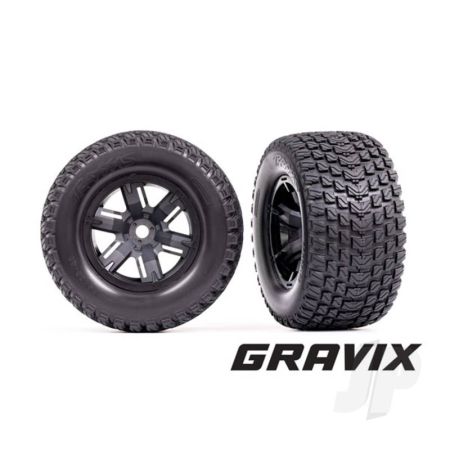 Traxxas Tyres & Wheels, Assembled, Glued (X-Maxx Black Wheels, Gravix Tyres, Foam Inserts) (Left & Right) (TRX7877)