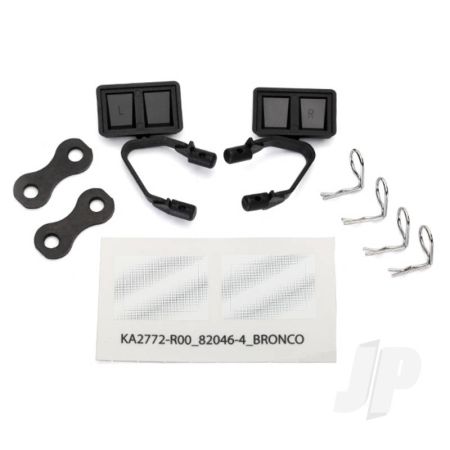 Traxxas Mirrors, Side, Black (Left & Right) / Retainers (2 Pcs) / Body Clips (4 Pcs) (Fits #8010 Body) (TRX8073)