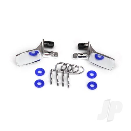 Traxxas Mirrors, Side, Chrome (Left & Right) / O-Rings (4 Pcs) / Body Clips (4 Pcs) (Fits #8130 Body) (TRX8133)