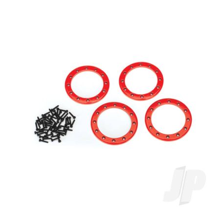 Traxxas Beadlock Rings, Red (2.2In) (Aluminium) (4 Pcs) / 2X10 Cs (48) (TRX8168R)
