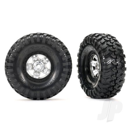 Traxxas Tyres And Wheels, Assembled, Glued (Trx-4 Sport, Satin Chrome, Black Beadlock 1.9" Wheels, Canyon Trail 4.6X1.9" Tyres) (2) (TRX8179X)