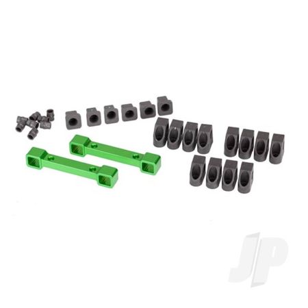 Traxxas Mounts, Suspension Arms, Aluminium (Green-Anodised) (Front & Rear) / Hinge Pin Retainers (12 Pcs) / Inserts (6 Pcs) (TRX8334G)