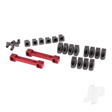 Traxxas Mounts, Suspension Arms, Aluminium (Red-Anodised) (Front & Rear) / Hinge Pin Retainers (12 Pcs) / Inserts (6 Pcs) (TRX8334R)