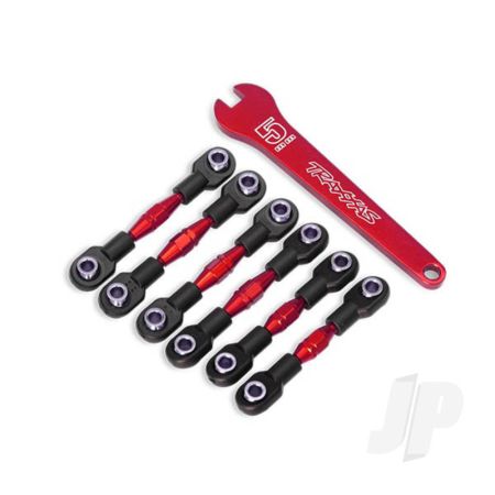Traxxas Turnbuckles, Aluminium (Red-Anodised), Camber Links, 32Mm (Front) (2 Pcs) / Camber Links, 28Mm (Rear) (2 Pcs) / Toe Links, 34Mm (2 Pcs) / Aluminium Wrench (TRX8341R)