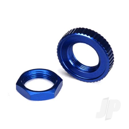 Traxxas Servo Saver Nuts, Aluminium, Blue-Anodised (Hex (1Pc), Serrated (1Pc)) (TRX8345)
