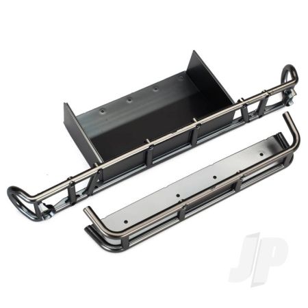 Traxxas Bumper, Rear / Bumper Extension (Satin Black Chrome-Plated) (TRX8536X)