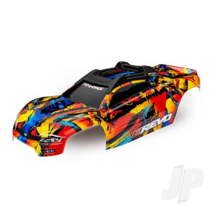 Traxxas Body, E-Revo, Solar Flare (Painted, Decals Applied) (Assembled With Front & Rear Body Mounts And Rear Body Support For Clipless Mounting) (TRX8612)
