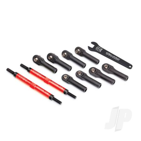 Traxxas Toe Links, E-Revo Vxl (Tubes Red-Anodised, 7075-T6 Aluminium, Stronger Than Titanium) (144Mm) (2 Pcs) / Rod Ends, Assembled With Steel Hollow Balls (8 Pcs) / Aluminium Wrench, 10Mm (1Pc) (TRX8638R)