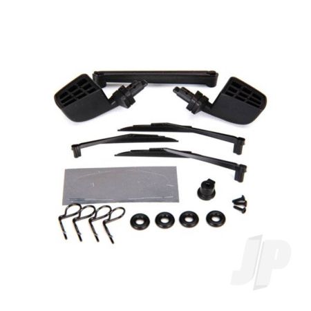 Traxxas Mirrors, Side, Black (Left & Right) / O-Rings (4 Pcs) / Windshield Wipers, Left, Right, & Rear / Wiper Retainers (2 Pcs) / Body Clips (4 Pcs) / 1.6X5 Bcs (Self-Tapping) (3 Pcs) (TRX8817)