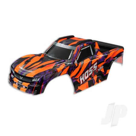 Traxxas Body, Hoss 4X4 Vxl, Orange / Window, Grille, Lights Decal Sheet (Assembled With Front & Rear Body Mounts And Rear Body Support For Clipless Mounting) (TRX9011A)