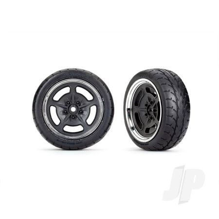 Traxxas Tyres And Wheels, Assembled, Glued (Black With Chrome Wheels, 1.9' Response Tyres) (Front) (2) (TRX9372)