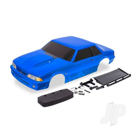 Traxxas Body, Ford Mustang, Fox Body, Blue (Includes Side Mirrors, Wing, Wing Retainer, Rear Body Mount Posts, Foam Body Bumper, & Mounting Hardware) (TRX9421X)