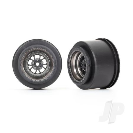Traxxas Wheels, Weld Satin Black Chrome (Rear) (2) (TRX9473A)