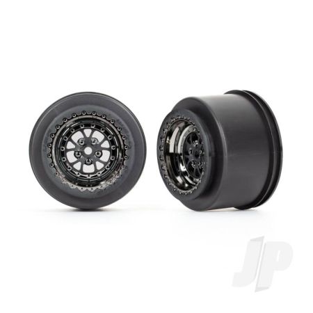 Traxxas Wheels, Weld Black Chrome (Rear) (2) (TRX9473X)