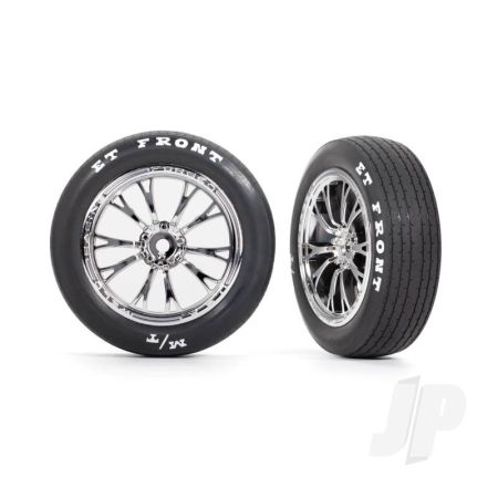 Traxxas Tyres & Wheels, Assembled, Glued (Weld Chrome Wheels, Tyres, Foam Inserts) (Front) (2) (TRX9474R)