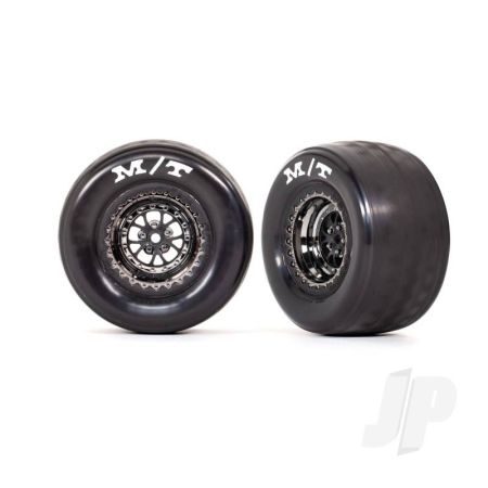 Traxxas Tyres & Wheels, Assembled, Glued (Weld Black Chrome Wheels, Tyres, Foam Inserts) (Rear) (2) (TRX9475X)