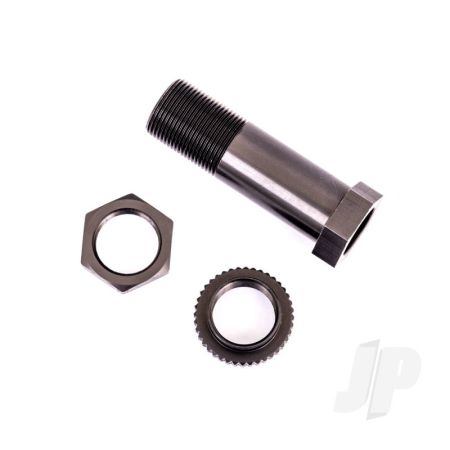 Traxxas Servo Saver Post/ Adjuster Nut/ Locknut (Dark Titanium-Anodised, 6061-T6 Aluminium) (1 Each) (TRX9545A)