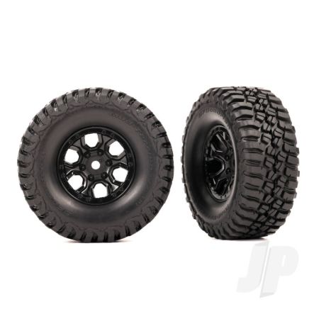 Traxxas Tyres & Wheels, Assembled (Black 1.0In Wheels, Bfgoodrich Mud-Terrain T/A Km3 2.2X1.0In Tyres) (2) (TRX9774)