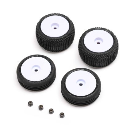 Losi Tires & Wheels Mounted, White: Micro-B (Z-LOS-1763)