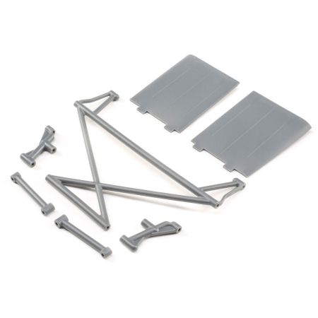 Losi Rear Tower Support,X-Bar,Mud Guards,Grey: Rock Rey (Z-LOS230041)