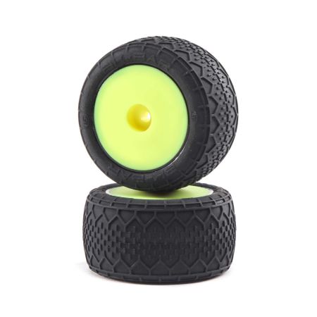 Losi BK Bar Tires, Fr/Rr Mounted, Yellow: Mini-T 2.0 (Z-LOS41008)