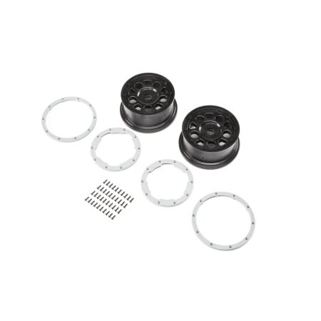 Losi Wheel, Black; Beadlock, Silver (2): DBXL-E (Z-LOS45015)