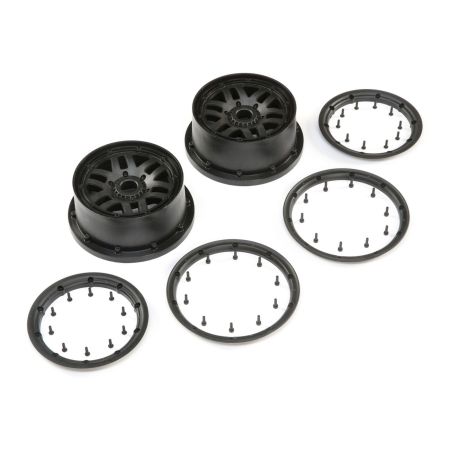 Losi Wheel & Beadlock Set, Black (2): 5ive-T 2.0 (Z-LOS45025)