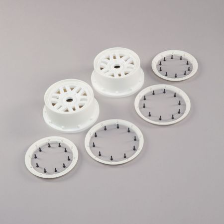 Losi Wheel & Beadlock Set, White (2): 5ive-T 2.0 (Z-LOS45026)
