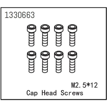 Absima Cap Head Screws M2.5*12 (8) (AB1330663)