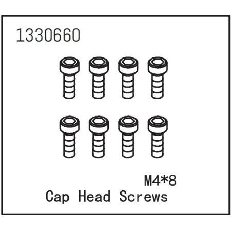 Absima Cap Head Screws M4*8 (8) (AB1330660)
