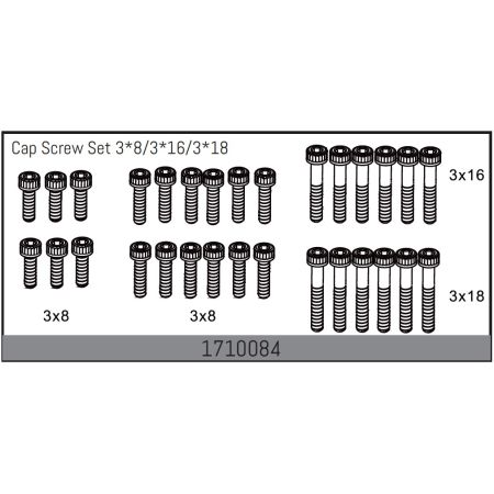 Absima Cap Screw Set 3*8/3*16/3*18 (AB1710084)
