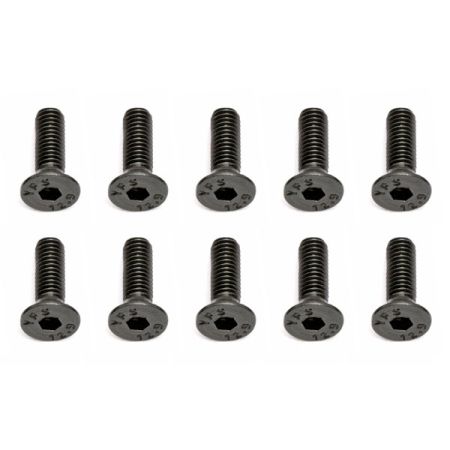 Team Associated M3 X 10 Flat Head Hex Screw (10) (AS25202)