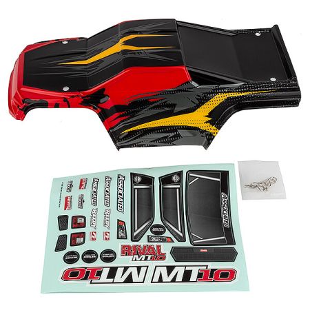 Team Associated Rival MT10 V2 Painted Bodyshell Red/Yellow (AS25830)