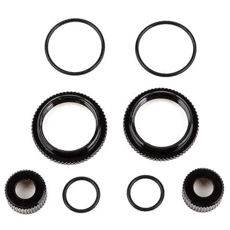 Team Associated 13mm Shock Collar And Seal Retainer Set, Black Aluminium (AS91929)
