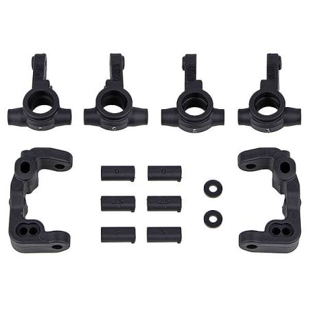 Team Associated RC10B6.4 -1mm Scrub Caster And Steering Blocks, Carbon (AS91985)