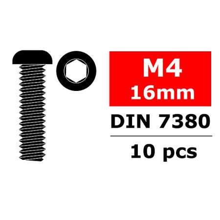 Corally Steel Screws M4 X 16mm Hex Button Head 10 Pc (C-3003-40-16)