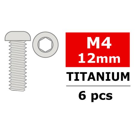 Corally Titanium Screws M4 X 12mm Hex Button Head 6 Pcs (C-34043)