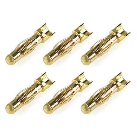 Corally Bullit Connector 4.0mm Male Spring Type Gold Plated Wire Straight 6Pcs (C-50172)