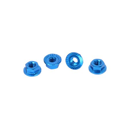 Core RC - Serrated Alloy M4 Nuts; Blue  pk 4 (CR035)